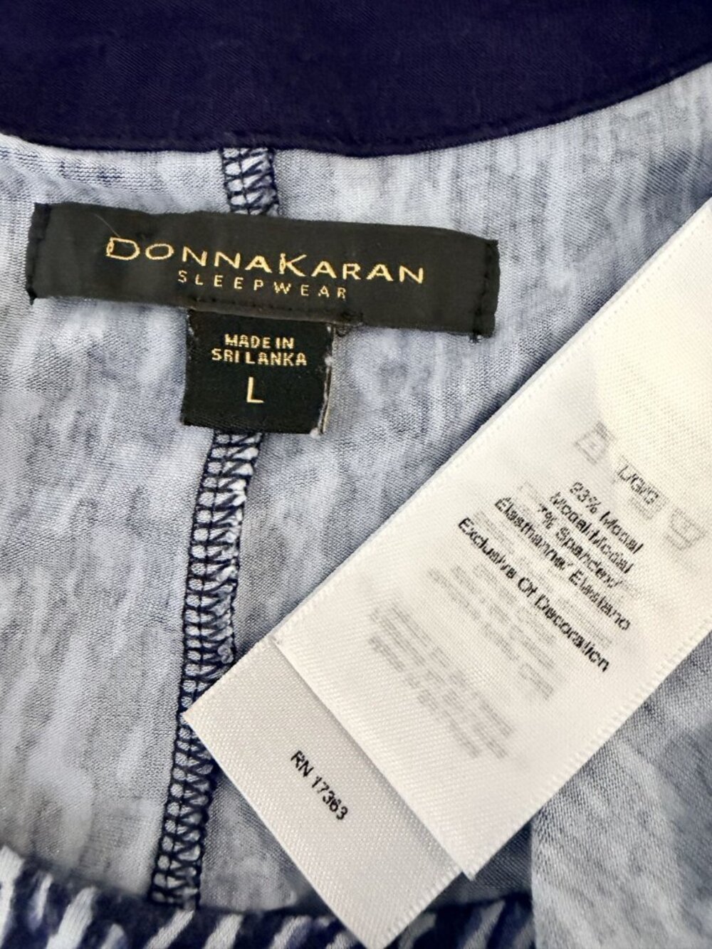 Donna Karan Sleepwear Blue Abstract Print Maxi Lounge Dress Pockets Women's L - Picture 4 of 16